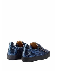 Baskets basses pailletées bleu marine Giuseppe Zanotti