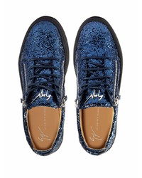 Baskets basses pailletées bleu marine Giuseppe Zanotti