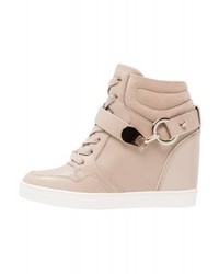Baskets compensées en cuir beiges Aldo