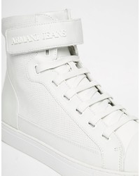 Baskets en cuir blanches Armani Jeans