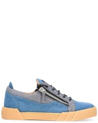 Baskets en cuir bleu clair Giuseppe Zanotti Design