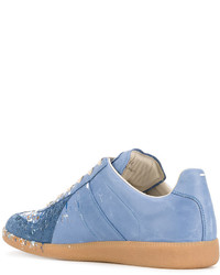 Baskets en cuir bleu clair Maison Margiela