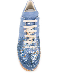 Baskets en cuir bleu clair Maison Margiela