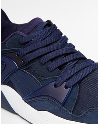 Baskets en cuir bleu marine Puma