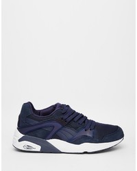 Baskets en cuir bleu marine Puma