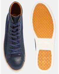 Baskets en cuir bleu marine Asos