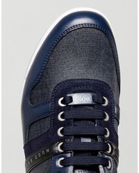 Baskets en cuir bleu marine Boss Green