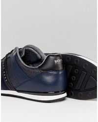 Baskets en cuir bleu marine Boss Green