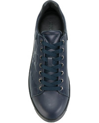 Baskets en cuir bleu marine Emporio Armani