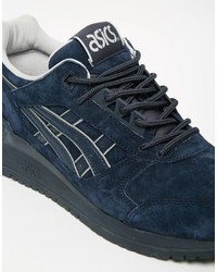 Baskets en cuir bleu marine Asics