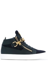 Baskets en cuir bleu marine Giuseppe Zanotti Design