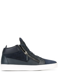 Baskets en cuir bleu marine Giuseppe Zanotti Design