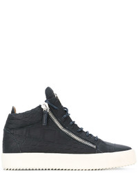 Baskets en cuir bleu marine Giuseppe Zanotti Design