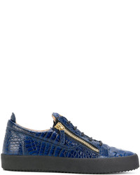 Baskets en cuir bleu marine Giuseppe Zanotti Design