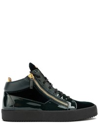 Baskets en cuir bleu marine Giuseppe Zanotti Design