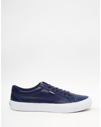 Baskets en cuir bleu marine Vans