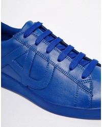 Baskets en cuir bleu marine Armani Jeans