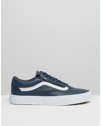 Baskets en cuir bleu marine Vans