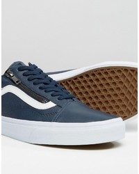 Baskets en cuir bleu marine Vans