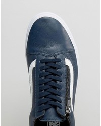 Baskets en cuir bleu marine Vans