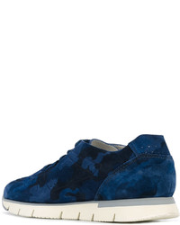 Baskets en cuir bleu marine Santoni