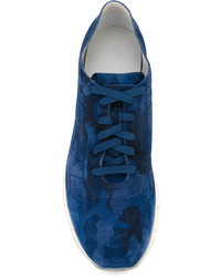 Baskets en cuir bleu marine Santoni