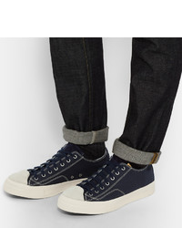 Baskets en cuir bleu marine VISVIM