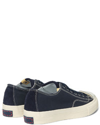 Baskets en cuir bleu marine VISVIM