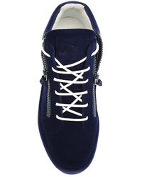 Baskets en cuir bleu marine Giuseppe Zanotti Design