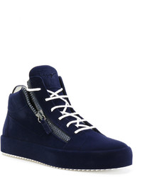 Baskets en cuir bleu marine Giuseppe Zanotti Design