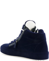 Baskets en cuir bleu marine Giuseppe Zanotti Design