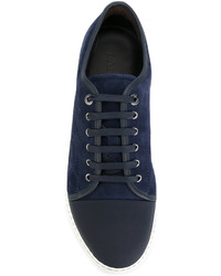 Baskets en cuir bleu marine Lanvin