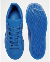 Baskets en cuir bleues adidas