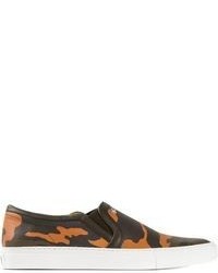 Baskets en cuir camouflage vert foncé