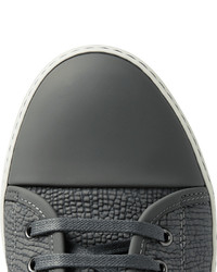 Baskets en cuir gris foncé Lanvin