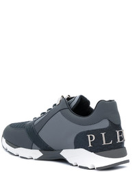 Baskets en cuir gris foncé Philipp Plein