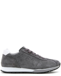 Baskets en cuir gris foncé Hogan