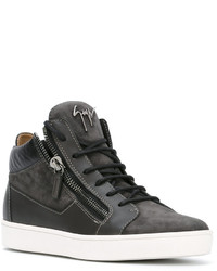 Baskets en cuir gris foncé Giuseppe Zanotti Design