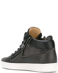 Baskets en cuir gris foncé Giuseppe Zanotti Design