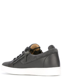 Baskets en cuir gris foncé Giuseppe Zanotti Design