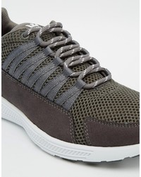 Baskets en cuir gris foncé Supra