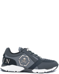 Baskets en cuir gris foncé Philipp Plein