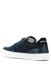 Baskets en cuir matelassées bleu marine Stone Island