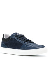 Baskets en cuir matelassées bleu marine Stone Island