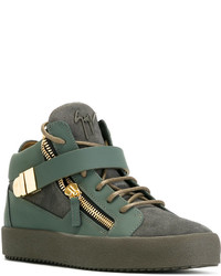 Baskets en cuir olive Giuseppe Zanotti Design