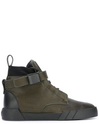 Baskets en cuir olive Giuseppe Zanotti Design