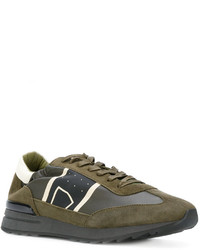 Baskets en cuir olive Philippe Model