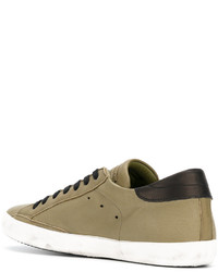 Baskets en cuir olive Philippe Model