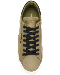 Baskets en cuir olive Philippe Model