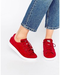 Baskets en cuir rouges adidas